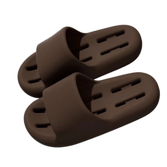 Xfvqtps Shower Shoes for Mens and Womens Slide Open Toe Thick Soft Sole Hollow Sole Quick Drying Lightweight Non Slip Solid Color Indoor Beach EVA Slipper Coffee