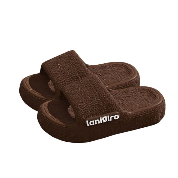 Xfvqtps Shower Shoes for Womens and Mens Slide Open Toe Thick Soft Sole Lightweight Non Slip Solid Color Side Letter Label Indoor Beach EVA Slipper Coffee