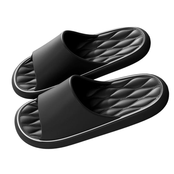 Xfvqtps Shower Shoes for Mens and Womens Slide Open Toe Thick Soft Sole Lightweight Non Slip Solid Color Indoor Beach EVA Slipper Black