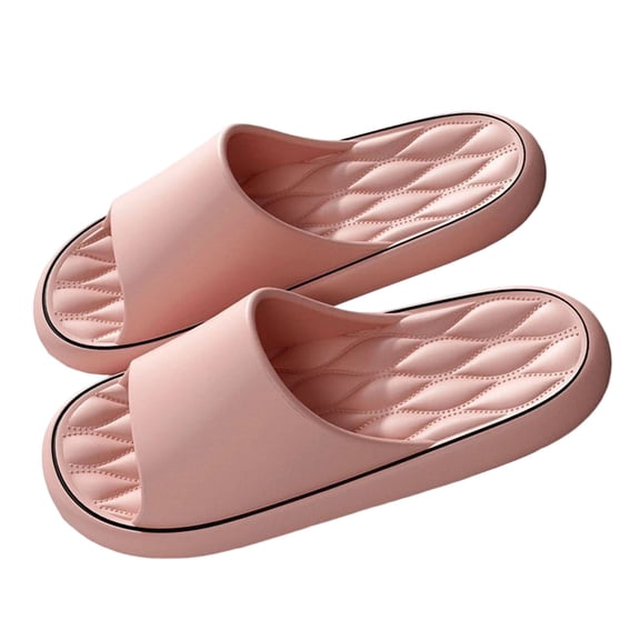 Xfvqtps Shower Shoes for Mens and Womens Slide Open Toe Thick Soft Sole Lightweight Non Slip Solid Color Indoor Beach EVA Slipper Pink