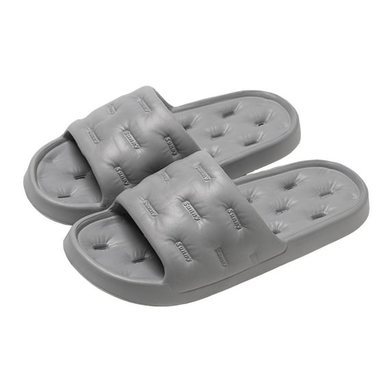 Xfvqtps Shower Shoes for Mens and Womens with Drain Holes Hollow Sole Soft Non Slip Comfortable Cushioned House Bathroom EVA Slides Slippers Gray