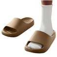 thumbnail image 1 of Xfvqtps Shower Shoes for Womens Thick Sole Stripe Solid Color Non Slip Soft Cushioned House Bathroom EVA Slides Slippers Khaki, 1 of 9