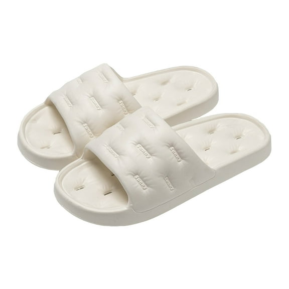 Xfvqtps Shower Shoes for Womens with Drain Holes Hollow Sole Soft Non Slip Comfortable Cushioned House Bathroom EVA Slides Slippers White