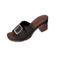 thumbnail image 1 of Xfvqtps Slide Sandals Women Chunky Block Mid Heel Buckle Decoration Open Toe Soft Sole Non Slip Breathable Summer Beach Sandals Black, 1 of 5