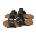 thumbnail image 1 of Xfvqtps Slide Sandals Women Flat Buckle Decoration Open Toe Non Slip Breathable Summer Beach Sandals Black, 1 of 9