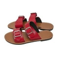 thumbnail image 1 of Xfvqtps Slide Sandals Women Flat Buckle Decoration Open Toe Non Slip Breathable Summer Beach Sandals Red, 1 of 9