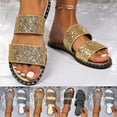 thumbnail image 1 of Xfvqtps Slide Sandals Women Flat Open Toe Double Sequin Strap Sparkly Metallic Color Non Slip Breathable Lightweight Summer Beach Sandals Silver, 1 of 9