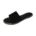 thumbnail image 1 of Xfvqtps Slide Sandals Women Flat Open Toe Rhinestone Edge Sparkling Non Slip Breathable Lightweight Summer Beach Sandals Black, 1 of 3
