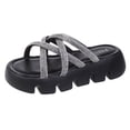 thumbnail image 1 of Xfvqtps Slide Sandals Women Flatform Crisscross Straps Rhinestone Sparkling Open Toe Non Slip Breathable Summer Beach Sandals Black, 1 of 4