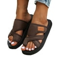 thumbnail image 1 of Xfvqtps Slide Sandals Women Flatform Toe Ring Cross Straps Non Slip Lightweight Breathable Summer Beach Sandals Brown, 1 of 7
