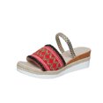 thumbnail image 1 of Xfvqtps Slide Sandals Women Wedges Flatform Bohemian Style Double Straps Open Toe Soft Sole Non Slip Comfortable Breathable Dressy Casual Summer Sandals Red, 1 of 6