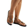 thumbnail image 1 of Xfvqtps Slide Sandals for Women Flat Buckle Decor Side Cutout Retro Leather Non Slip Outdoor Summer Sandals Brown, 1 of 7