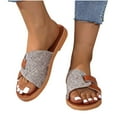thumbnail image 1 of Xfvqtps Slide Sandals for Women Flat Split Joint Side Cutout Retro Soft Sole Non Slip Comfortable Outdoor Summer Sandals Gray, 1 of 9