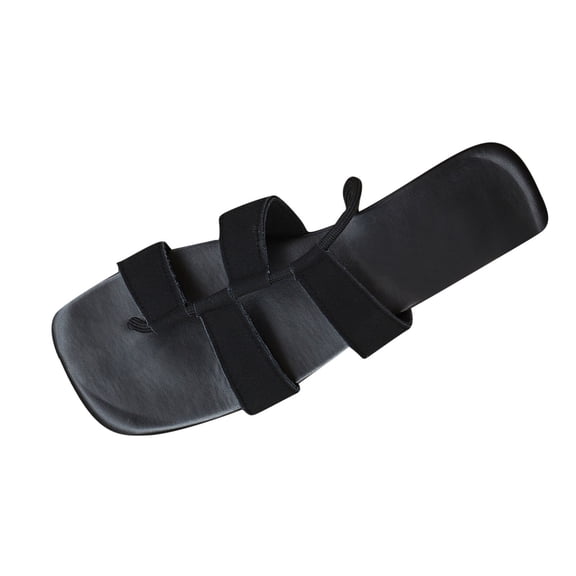 Xfvqtps Slide Sandals for Women Flat Toe Ring Hollow out Summer Sandals Black