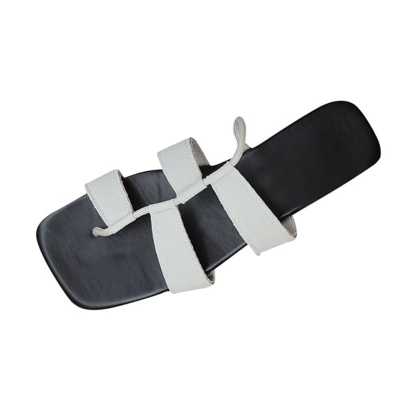 Xfvqtps Slide Sandals for Women Flat Toe Ring Hollow out Summer Sandals White