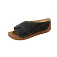 thumbnail image 1 of Xfvqtps Slide Sandals for Women Wedge Sandals Cross Straps Hollow out Summer Orthopedic Sandals Navy, 1 of 9
