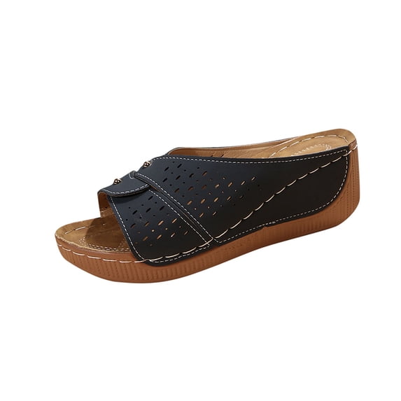 Xfvqtps Slide Sandals for Women Wedge Sandals Cross Straps Hollow out Summer Orthopedic Sandals Navy