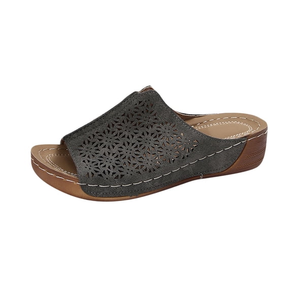 Xfvqtps Slide Sandals for Women Wedge Sandals Peep Toe Hollow out Put Together Summer Walking Sandals Gray