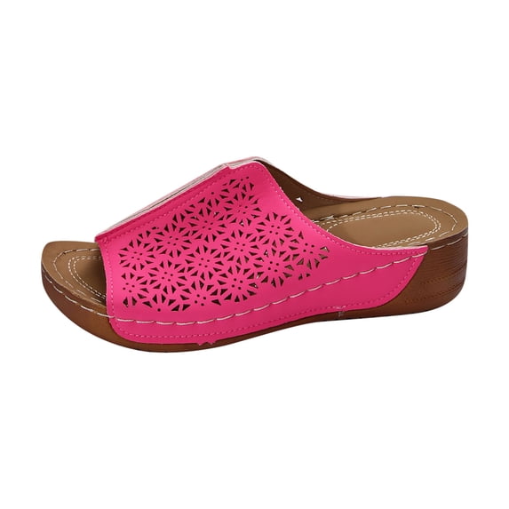 Xfvqtps Slide Sandals for Women Wedge Sandals Peep Toe Hollow out Put Together Summer Walking Sandals Pink