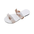 thumbnail image 1 of Xfvqtps Slide Sandals for Womens Flat Double Straps Bow Open Toe Non Slip Beach Summer Sandals Beige, 1 of 9
