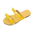 thumbnail image 1 of Xfvqtps Slide Sandals for Womens Flat Double Straps Bow Open Toe Non Slip Beach Summer Sandals Yellow, 1 of 9