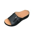 thumbnail image 1 of Xfvqtps Slides for Women Wedge Open Toe Buckle Decor Hollow out Soft Sole Non Slip Comfortable Breathable Walking Beach Summer Orthopedic Sandals Black, 1 of 9
