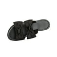 thumbnail image 1 of Xfvqtps Slides for Women Flat Sole Double Straps Bow Decor Open Toe Beach Summer Slippers Black, 1 of 9