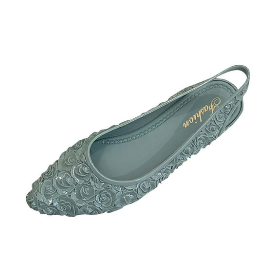 Xfvqtps Slingback for Women Wedge Plastic Flower Pointy Toe Slip on Beach Summer Hardwearing Sandals Green