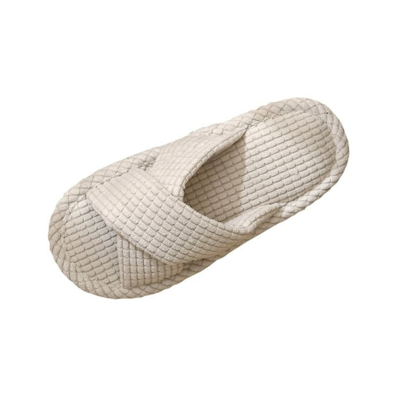 Xfvqtps Slippers for Women House Bedroom Corduroy Cross Straps Open Toe Slide Comfy Indoor Slipper for Fall Winte White