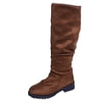 thumbnail image 1 of Xfvqtps Slouchy Knee High Boots for Women Pull on Round Toe Block Low Heel Suede Tall Boots, 1 of 9