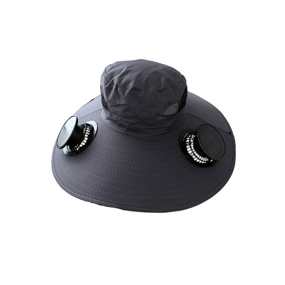 Xfvqtps Solar Fan Hat Fishing Hat Visor Hat for Mens Wide Brim Summer UV Protection Visor Solar Powered and USB Charging Sun Hats for Fishing Camping Diameter 50Cm