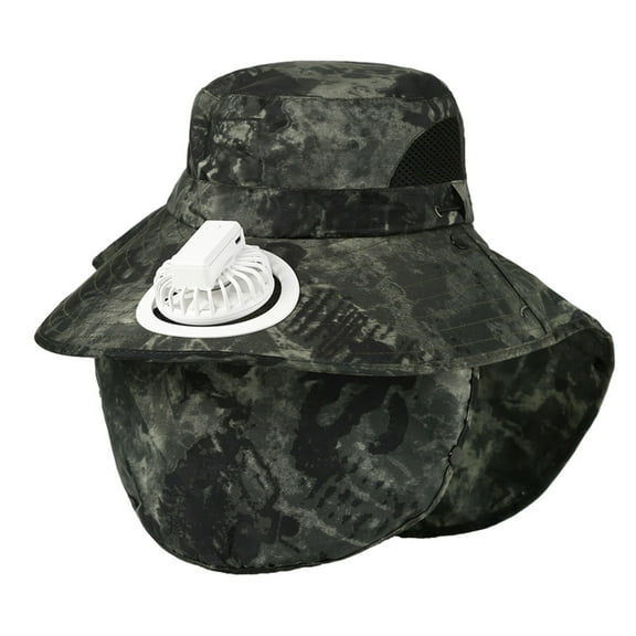 Xfvqtps Solar Fan Hat Fishing Hat Visor Hat Wide Brim Mask Cover and Neck Protect UV Protection Breathable Summer Visor Solar Powered and USB Charging for Fishing Camping
