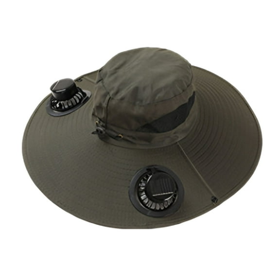 Xfvqtps Solar Fan Hat Fishing Hat Visor Hat for Mens Wide Brim Summer UV Protection Visor Solar Powered and USB Charging Sun Hats for Fishing Camping