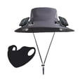 thumbnail image 1 of Xfvqtps Solar Fan Hat with Mask Fishing Hat Visor Hat for Mens Wide Brim Adjustable Drawstring Summer UV Protection Visor Solar Powered and USB Charging Sun Hats for Fishing Camping, 1 of 6