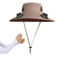 thumbnail image 1 of Xfvqtps Solar Fan Hat and White Ice Sleeves Set Fishing Hat for Mens with Fan Wide Brim Summer UV Protection Visor Solar Powered and USB Charging for Fishing Camping, 1 of 8