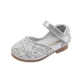thumbnail image 1 of Xfvqtps Sparkle Princess Mary Jane Ballet for Girls Hook and Loop Strap Close Toe Pearl Rhinestone Spring Summer Dressy Casual Shoes, 1 of 9
