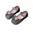 thumbnail image 1 of Xfvqtps Sparkle Princess Mary Jane Ballet for Girls Hook and Loop Strap Close Toe Rhinestone Pearl Bow Spring Summer Dressy Casual Shoes, 1 of 6