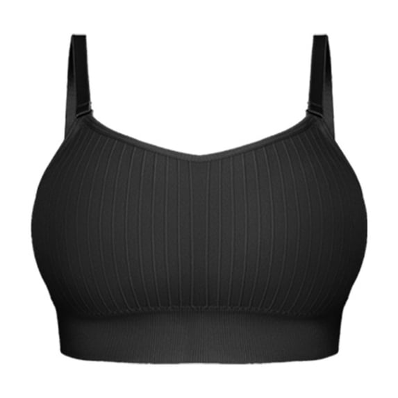 Xfvqtps Sports Bra for Women Adjustable Spaghetti Strap Padded Backless Ribbed Knit Elastic Yoga Bras Black