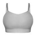 thumbnail image 1 of Xfvqtps Sports Bra for Women Adjustable Spaghetti Strap Padded Backless Ribbed Knit Elastic Yoga Bras Gray, 1 of 6