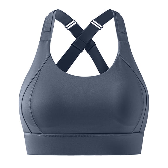 Xfvqtps Sports Bra for Women Cross Adjustable Straps Padded Breathable High Impact Yoga Athletic Exercise Bras Navy