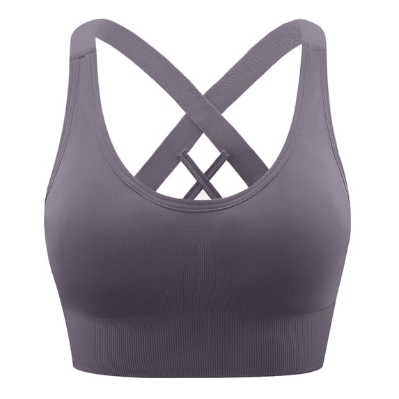 Xfvqtps Sports Bra for Women Cross Back Elastic Seamless Padded High Impact Yoga Athletic Exercise Bras