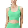 thumbnail image 1 of Xfvqtps Sports Bra for Women Cross Back Spaghetti Strap Elastic Seamless Padded High Impact Yoga Athletic Exercise Bras Green, 1 of 5