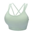 thumbnail image 1 of Xfvqtps Sports Bra for Women Cross Back Spaghetti Strap No Underwire Elastic Padded Rib Yoga Athletic Exercise Bras Green, 1 of 5