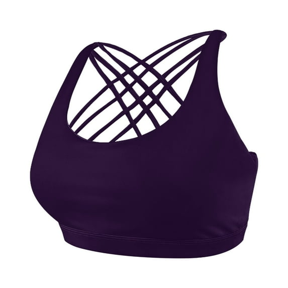 Xfvqtps Sports Bra for Women Multiple Spaghetti Strap Cross Back Padded Wireless Elastic Yoga Bras Purple