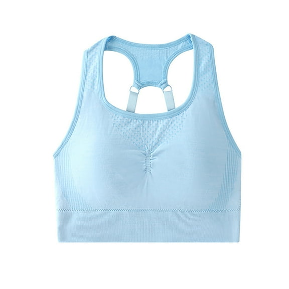 Xfvqtps Sports Bra for Women Racerback Adjustable Elastic Strap Padded High Impact Air Hole Breathable Yoga Athletic Exercise Bras Blue