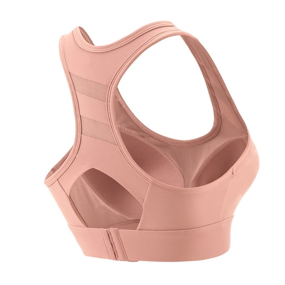 Xfvqtps Sports Bra for Women Racerback Back Buckle Padded Breathable High Impact Yoga Athletic Exercise Bras Pink