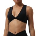 thumbnail image 1 of Xfvqtps Sports Bra for Women Racerback Deep V Neck Standard Strap Padded Elastic Breathable Yoga Athletic Exercise Bras Black, 1 of 6
