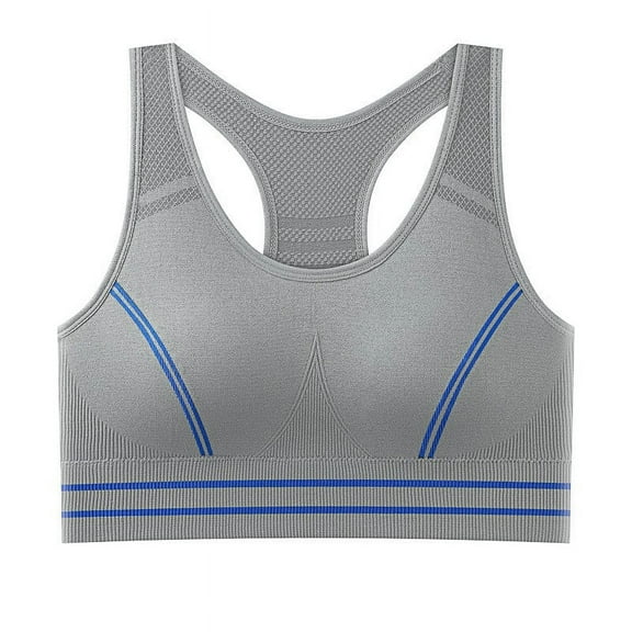 Xfvqtps Sports Bra for Women Racerback Elastic Padded High Impact Yoga Athletic Exercise Bras Gray