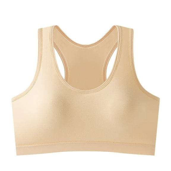 Xfvqtps Sports Bra for Women Racerback Elastic Padded High Impact Yoga Athletic Exercise Cotton Bras Beige