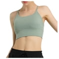 thumbnail image 1 of Xfvqtps Sports Bra for Women Racerback Spaghetti Strap Solid Color Elastic Yoga Workout Crop Tank Top Green, 1 of 4